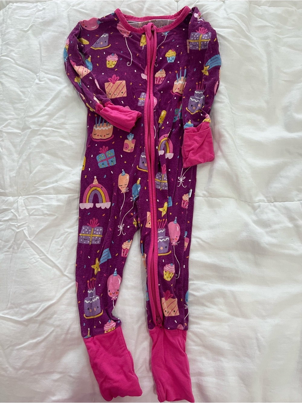 Girls Purple Pink Footed One-Piece Pajamas - little sleepies